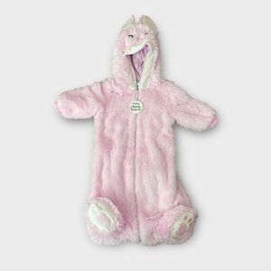 NWOT Baby Bunny Costume 0-6 Months Pink Fuzzy Easter Outfit Zipper Hood